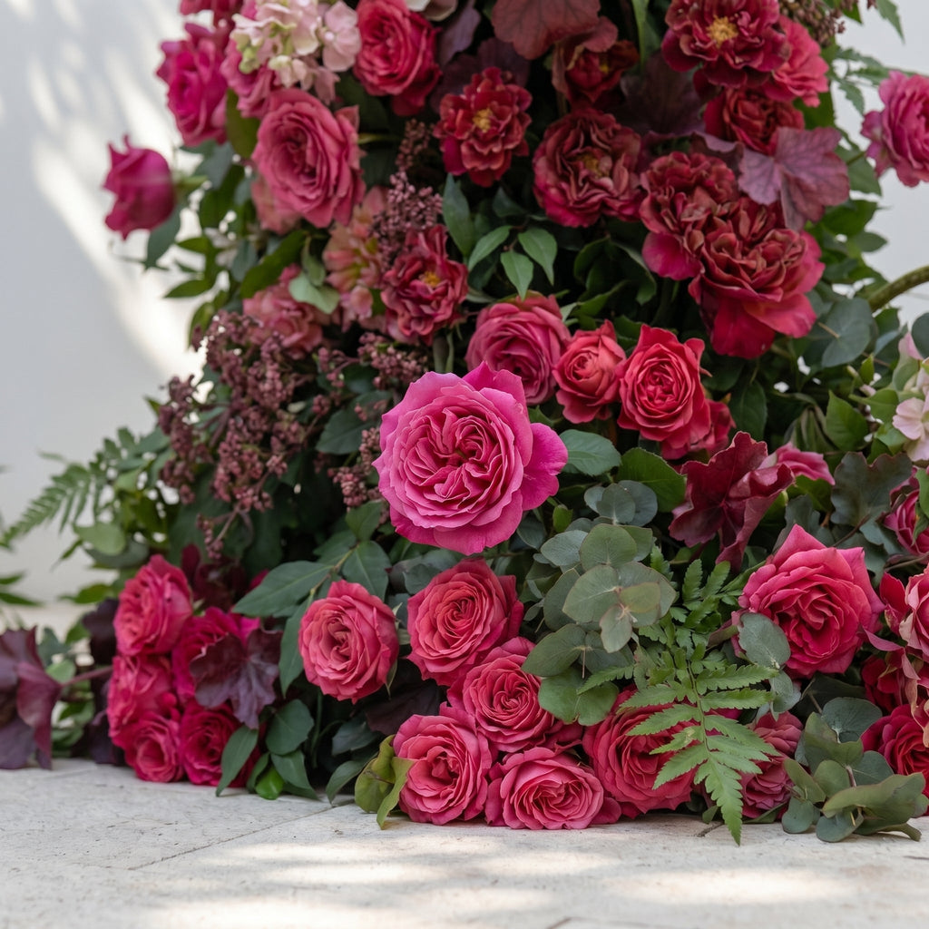 Zarenette Horn Arch: 2026 New Luxury Floral Arch with Red & Pink Roses and Greenery Floral Arch for Weddings & Events & Events Decor Incuding Frame | Event Floral Decor