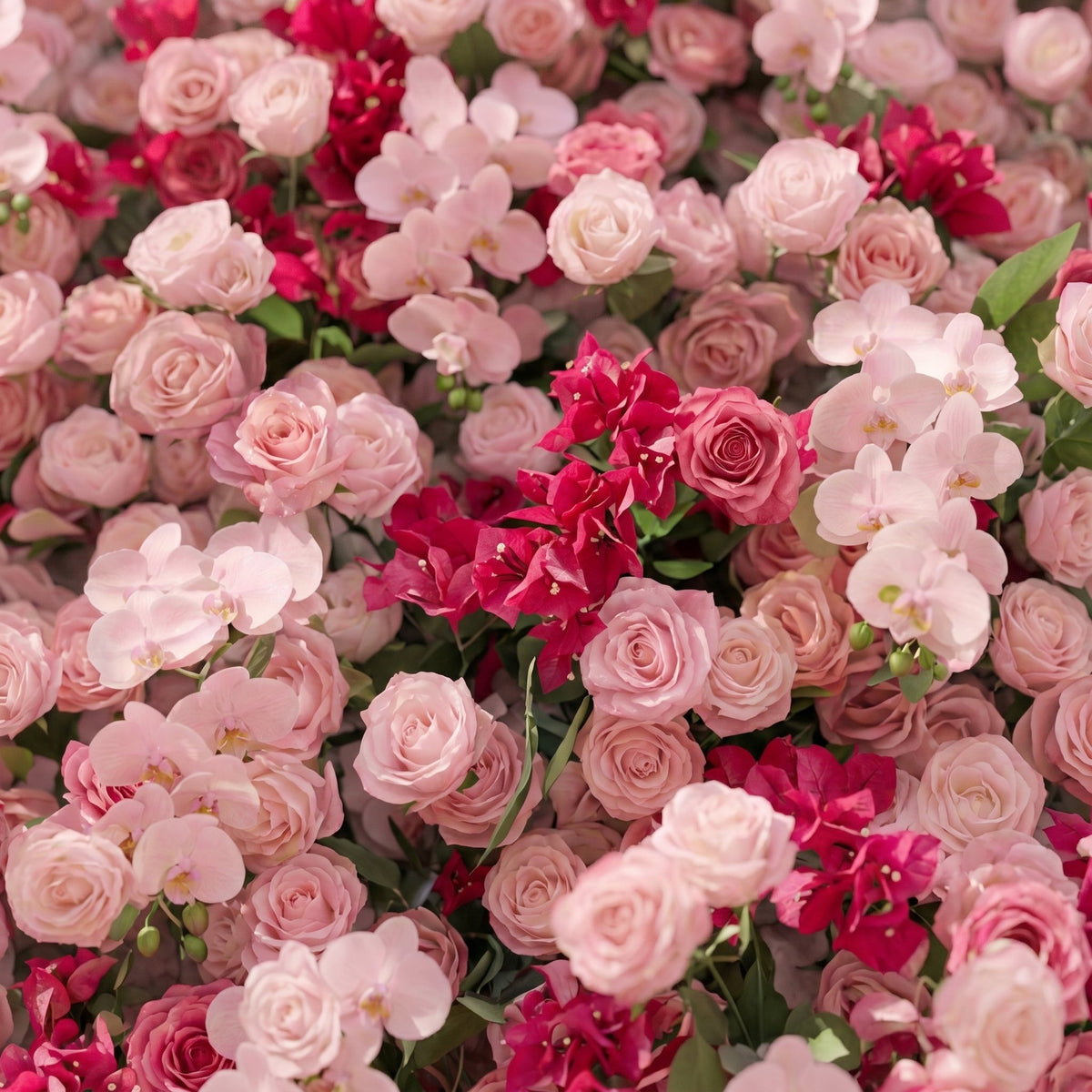 Zarlyra:Luxury 5D Ombre Hot Pink & Blush Silk Floral Wall Roll-Up Backdrop for Vibrant Romantic Weddings Free Shipping