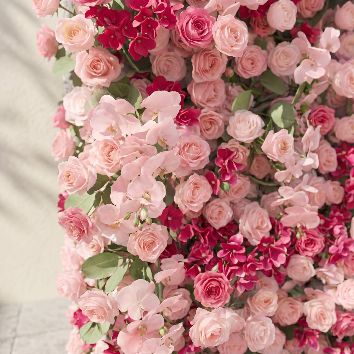 Zarlyra:Luxury 5D Ombre Hot Pink & Blush Silk Floral Wall Roll-Up Backdrop for Vibrant Romantic Weddings Free Shipping