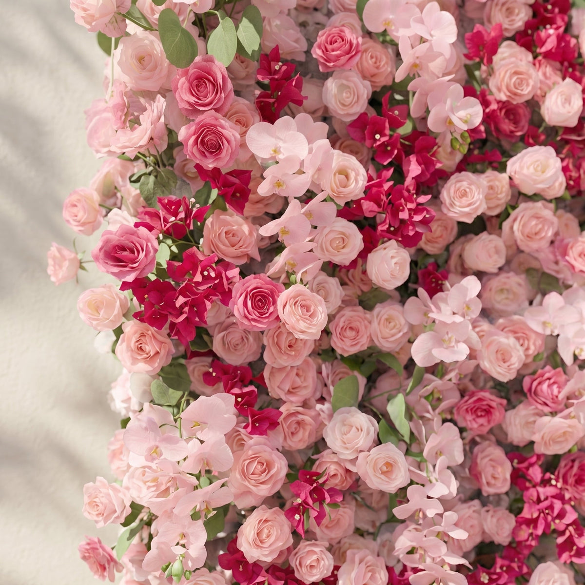 Zarlyra:Luxury 5D Ombre Hot Pink & Blush Silk Floral Wall Roll-Up Backdrop for Vibrant Romantic Weddings Free Shipping