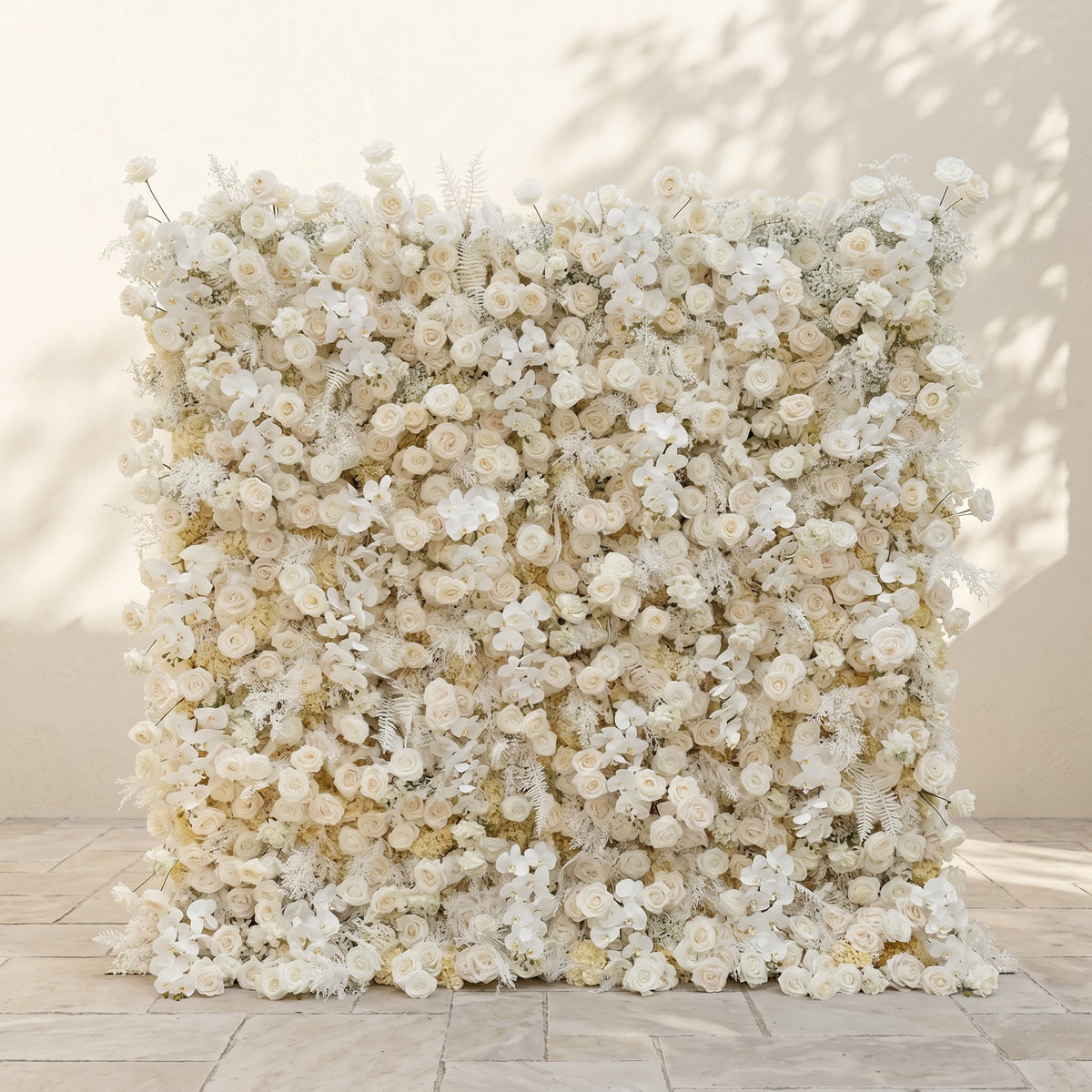 Zelaria:5D Cream White & Ivory White Silk Rose Flower Wall Roll-Up Fabric Backdrop for Romantic Weddings & Proposals Free Shipping
