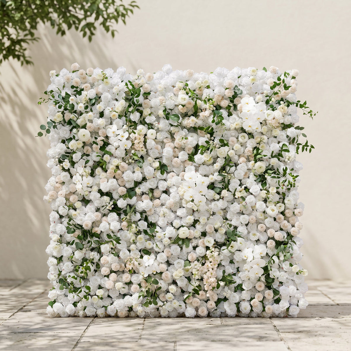 Zelloria:5D Ivory White & Cream White Silk Rose Flower Wall Roll-Up Fabric Backdrop for Romantic Weddings & Proposals Free Shipping