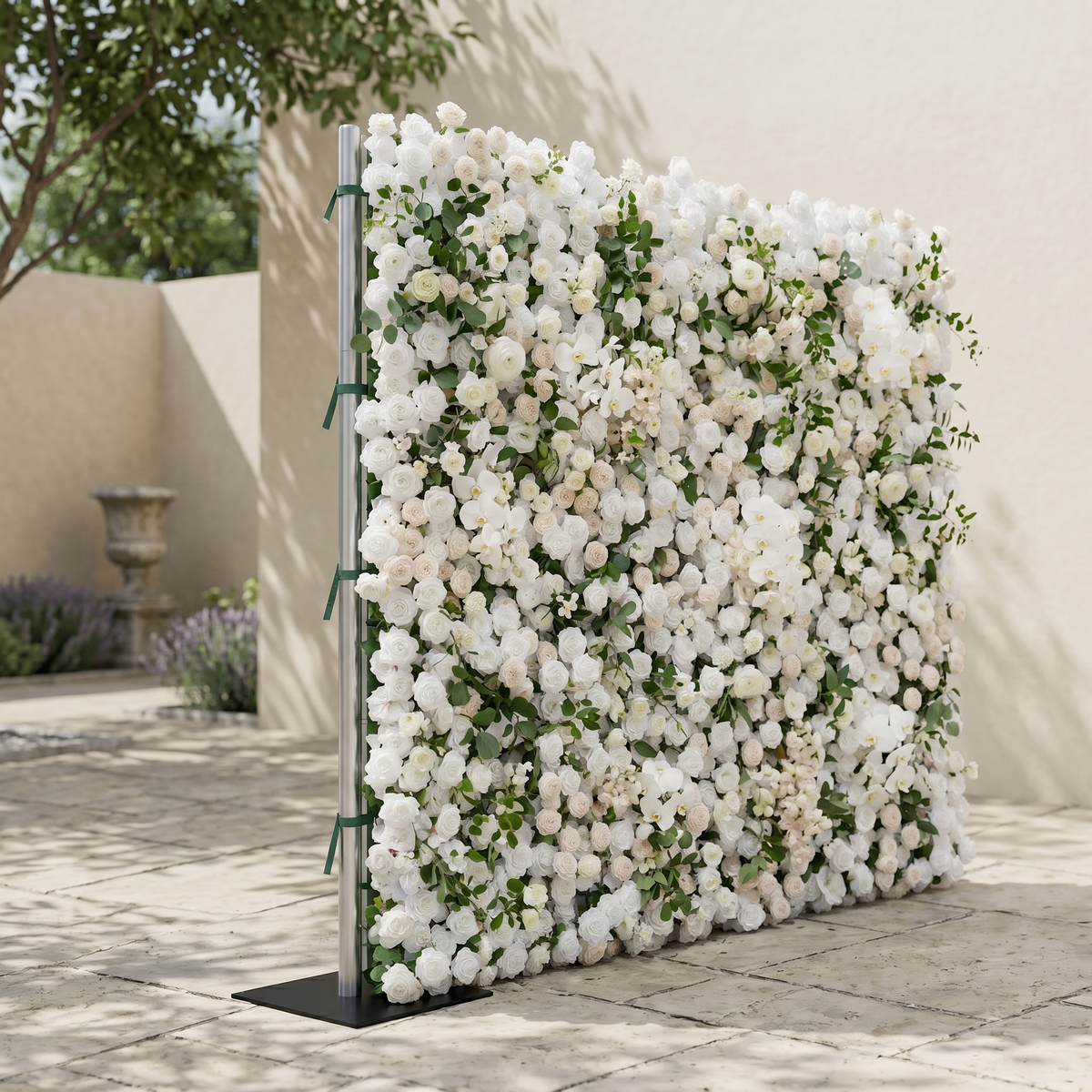 Zelloria:5D Ivory White & Cream White Silk Rose Flower Wall Roll-Up Fabric Backdrop for Romantic Weddings & Proposals Free Shipping