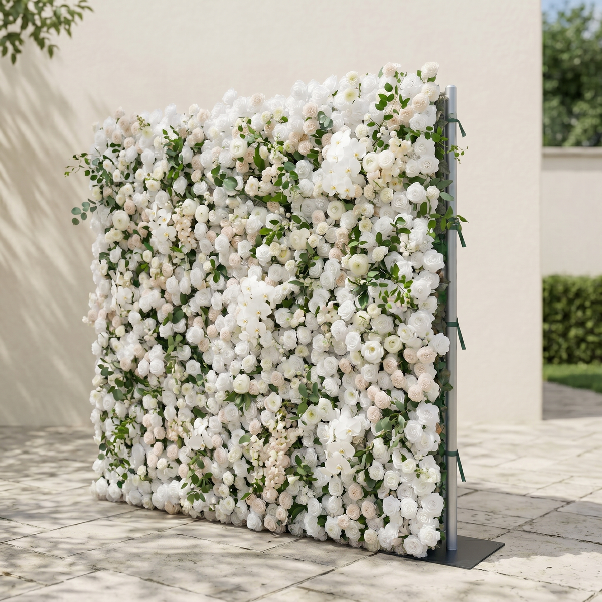 Zelloria:5D Ivory White & Cream White Silk Rose Flower Wall Roll-Up Fabric Backdrop for Romantic Weddings & Proposals Free Shipping