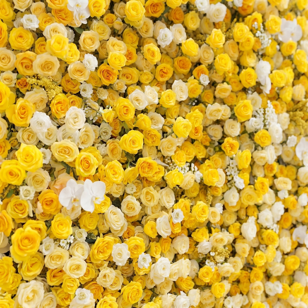 Zorova: Luxury 5D Lemon Yellow & White Silk Floral Wall Backdrop for Vibrant Summer Events Free Shipping