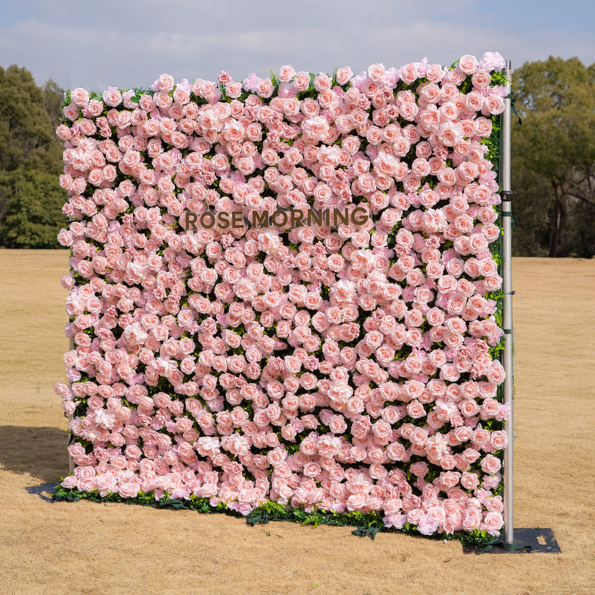 Aurelle: 3D Blush Pink Silk Rose Roll-Up Fabric Flower Wall for Wedding Parties & Events Free Shipping