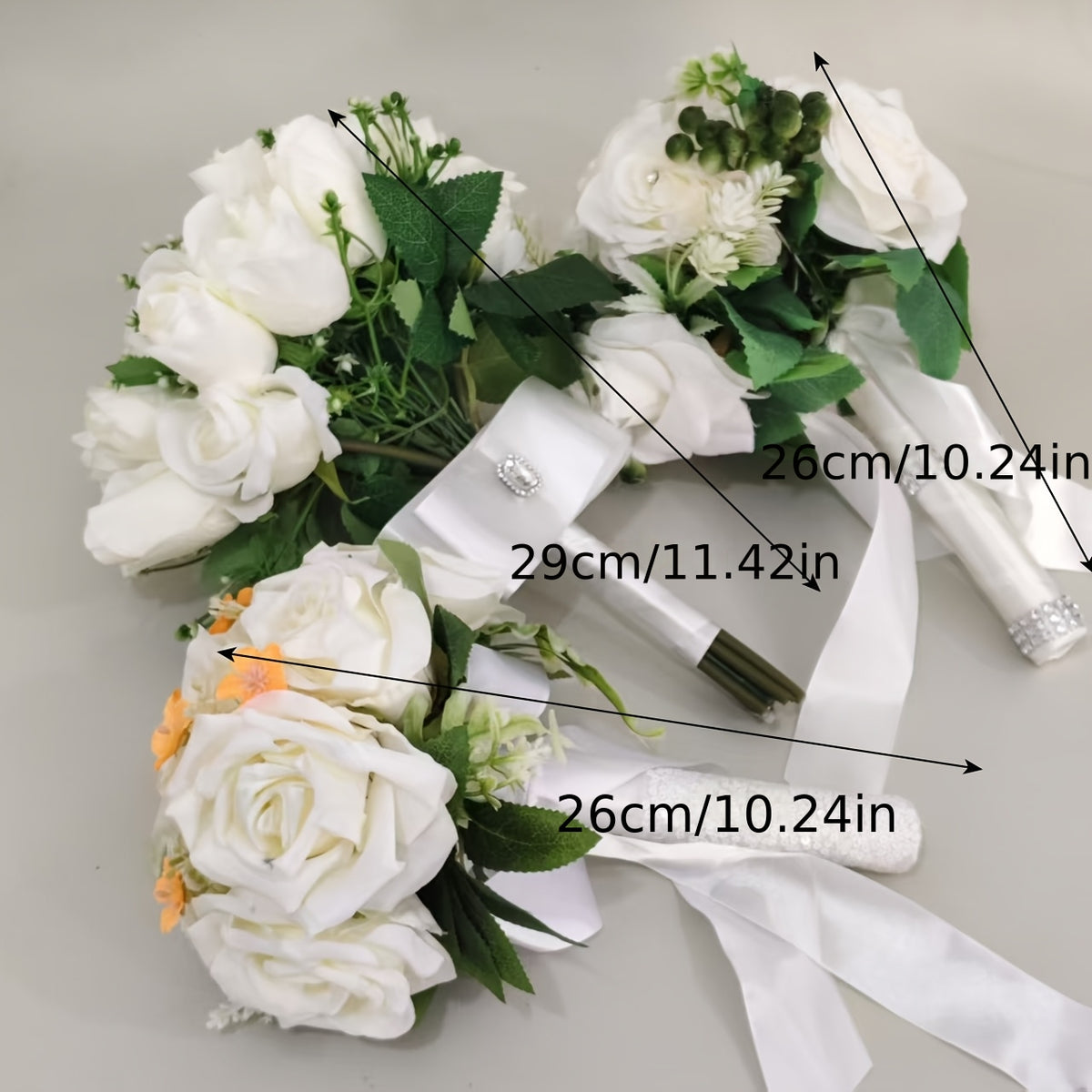 A Faux Bridal Bouquet with Green Leaves for a Forest-Themed Wedding, Perfect for Home Decoration