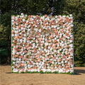 Elara: 3D Champagne & White Silk Rose Roll-Up Curtain Floral Wall Backdrop for Wedding Party & Event Decor(Delivery in 5-7 Days Only USA)) Free Shipping