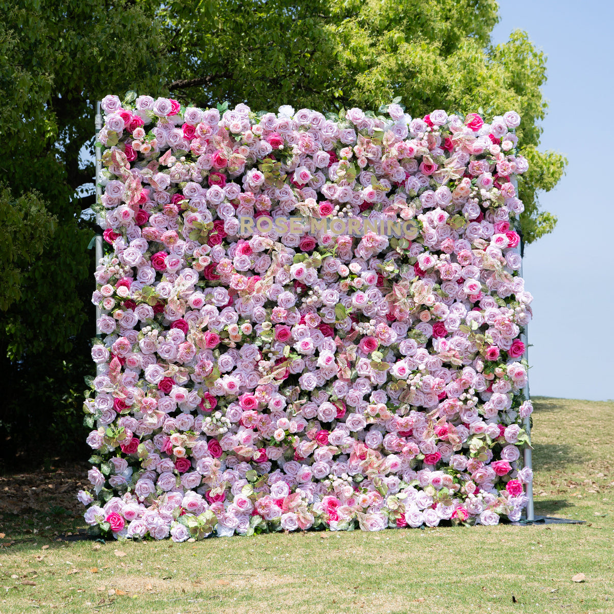 Eugenia：5D Fabric Artificial zip up curtain flower wall 8ft*8ft Free Shipping