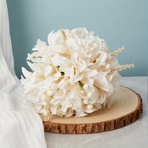1-Pack Korean Style Bridal Artificial Hand Bouquet, New Wedding Bride Ribbon Artificial Hand Bouquet