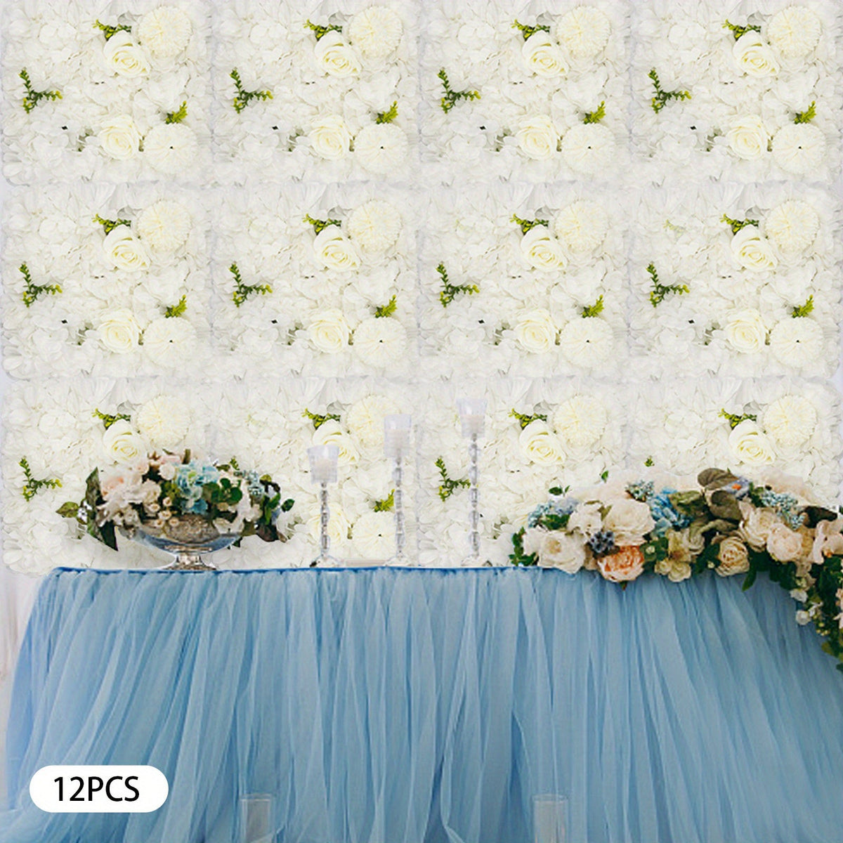 CNCEST 12pcs Flower Wall Panels, Artificial Flower Wall Panel, Suitable for Porch, Balcony, Garage, Terrace