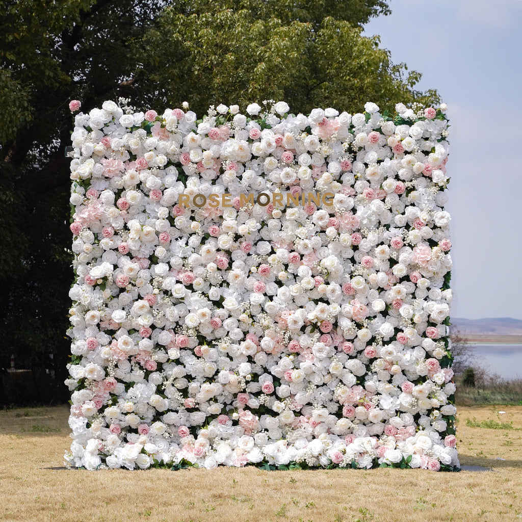 Honey： Fabric Artificial zip up curtain flower wall 8ft*8ft Rose Morning