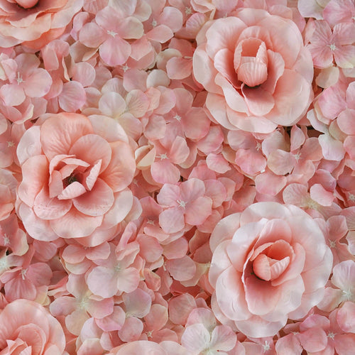 11 Sq ft - 4 Panels Blush Silk Rose & Hydrangea Flower Wall Panel For Birthday Party, Photography Backdrop, Flower Panel, Wedding Decor