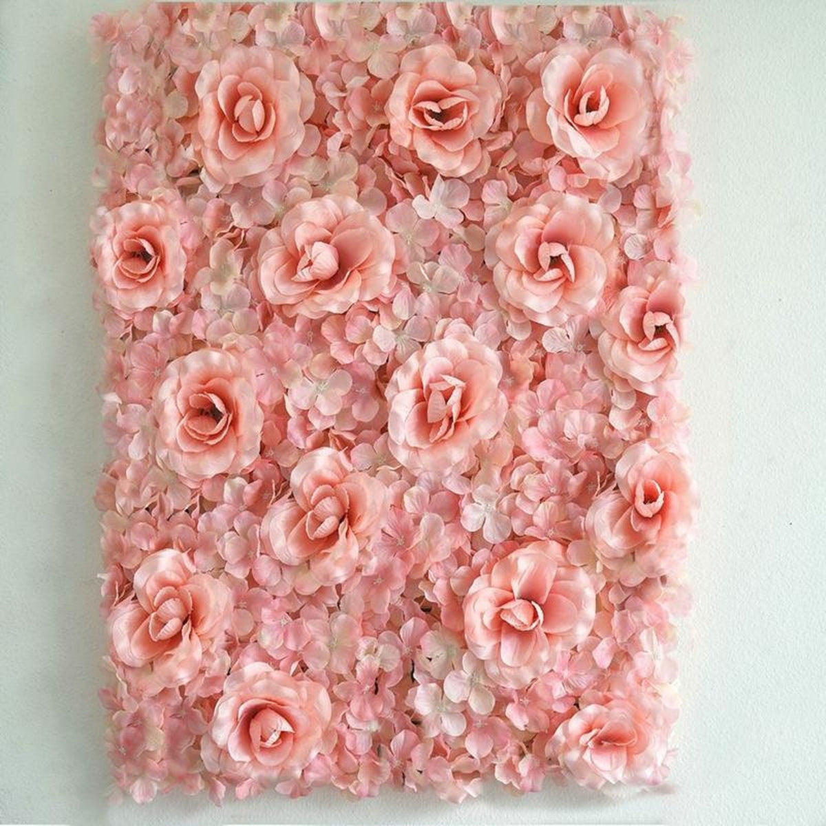 11 Sq ft - 4 Panels Blush Silk Rose & Hydrangea Flower Wall Panel For Birthday Party, Photography Backdrop, Flower Panel, Wedding Decor