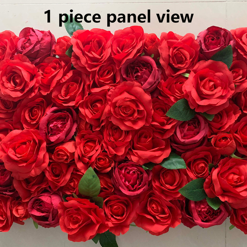 Red Wedding Flower Walls Artificial Rose Peony Green Leaf Background For Romantic Photography Bridal Shower Panel 15.75inch x23.62inch