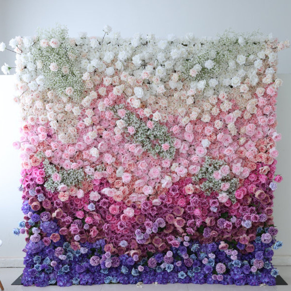 New Design Gradul Colors Flower Wall For Wedding Arrangement Event Salon Party Photography Backdrop Fabric Rolling Up Curtain Fabric Cloth