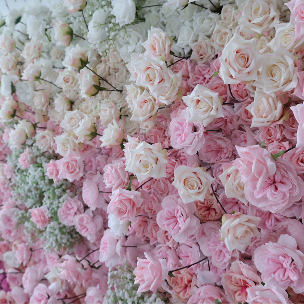 New Design Gradul Colors Flower Wall For Wedding Arrangement Event Salon Party Photography Backdrop Fabric Rolling Up Curtain Fabric Cloth
