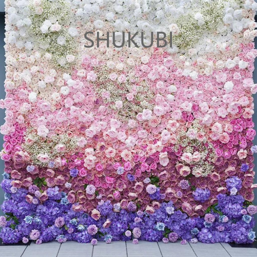 New Design Gradul Colors Flower Wall For Wedding Arrangement Event Salon Party Photography Backdrop Fabric Rolling Up Curtain Fabric Cloth