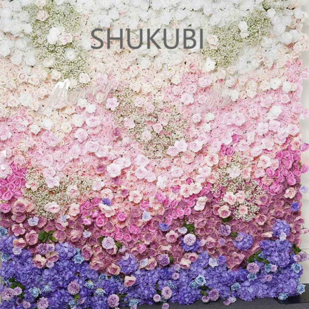 New Design Gradul Colors Flower Wall For Wedding Arrangement Event Salon Party Photography Backdrop Fabric Rolling Up Curtain Fabric Cloth