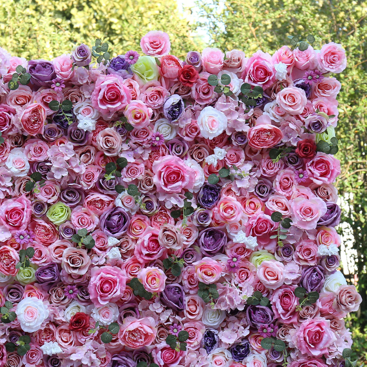 Flower Wall Backdrop [Watercolor Petal Mosaic Rose Roll-Up Fabric Panel] for Ceremony & Photo Booth N8828