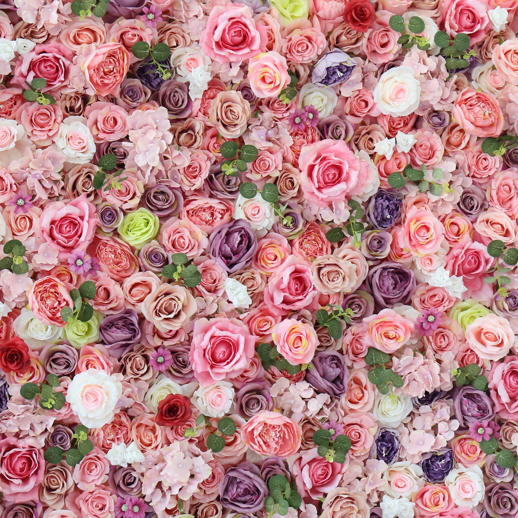 Flower Wall Backdrop [Watercolor Petal Mosaic Rose Roll-Up Fabric Panel] for Ceremony & Photo Booth N8828