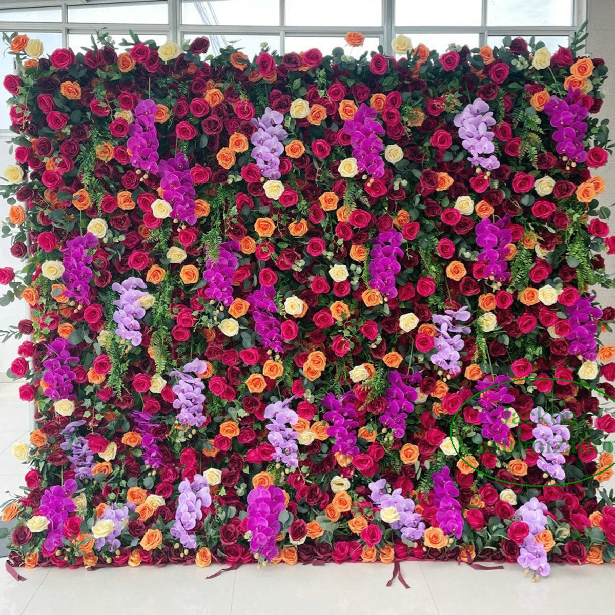 Orange Silk Flower Wall Backdrop, Wedding Decor