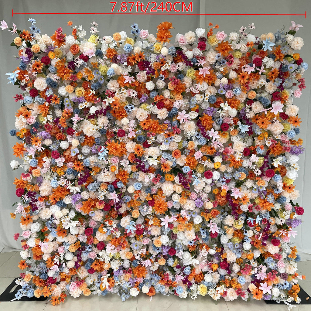 Orange Silk Flower Wall Backdrop, Wedding Decor