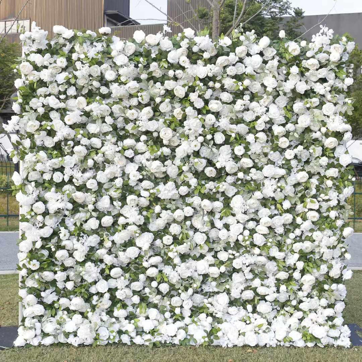 White Flower Wall Green Plants For Wedding Arrangement Event Salon Party Photography Backdrop Fabric Rolling Up Curtain Fabric Cloth US DDP