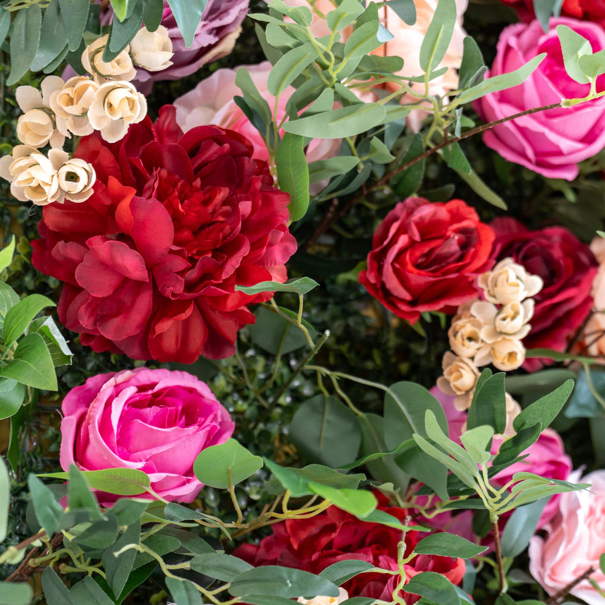 Artificial Flower Wall Backdrop, Magenta Pink Rose, Wedding Photo Booth