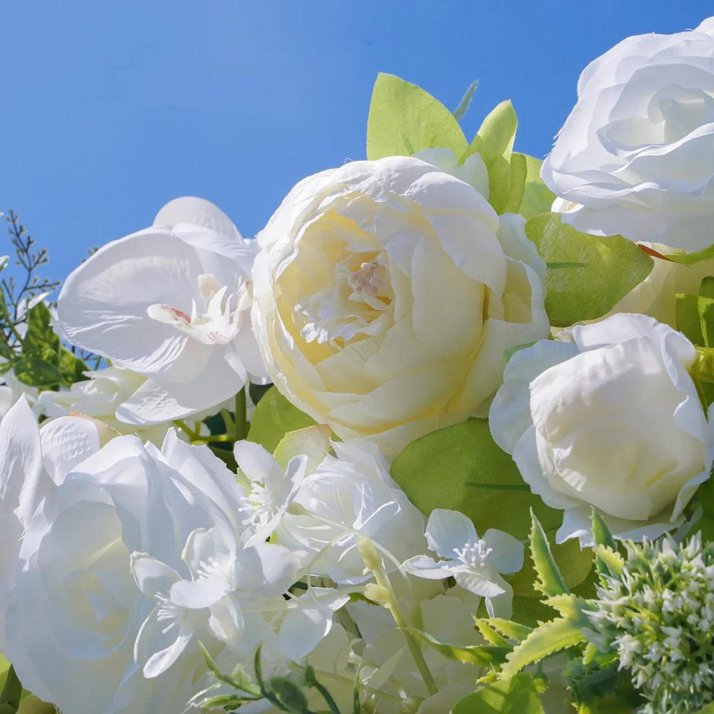 Ships from Houston | 8*8Ft-5D White Rose Flower Wall , Fabric Flower Roller Curtain Backdrop, Wedding Party Photo Wall Decor