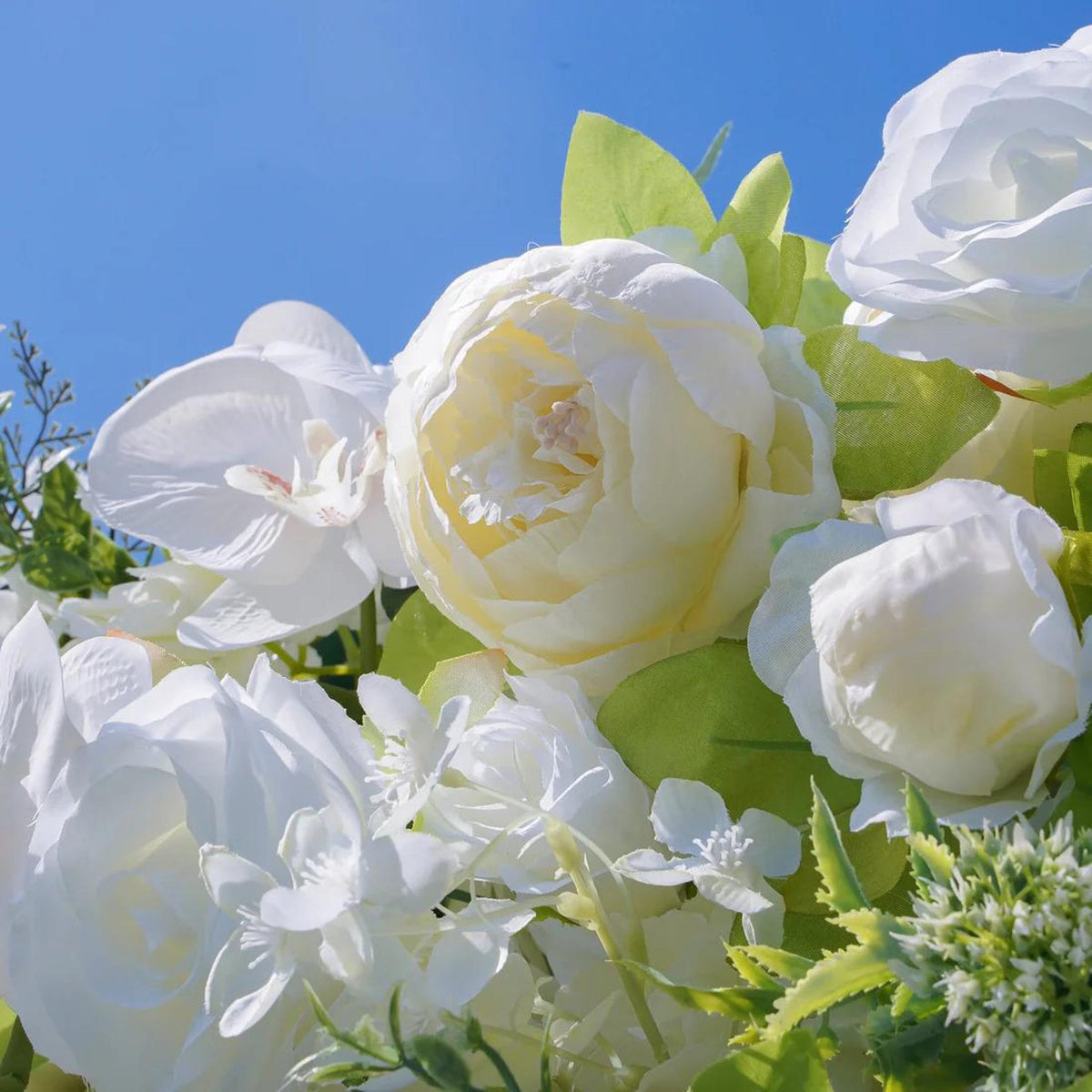 Ships from Houston | 8*8Ft-5D White Rose Flower Wall , Fabric Flower Roller Curtain Backdrop, Wedding Party Photo Wall Decor