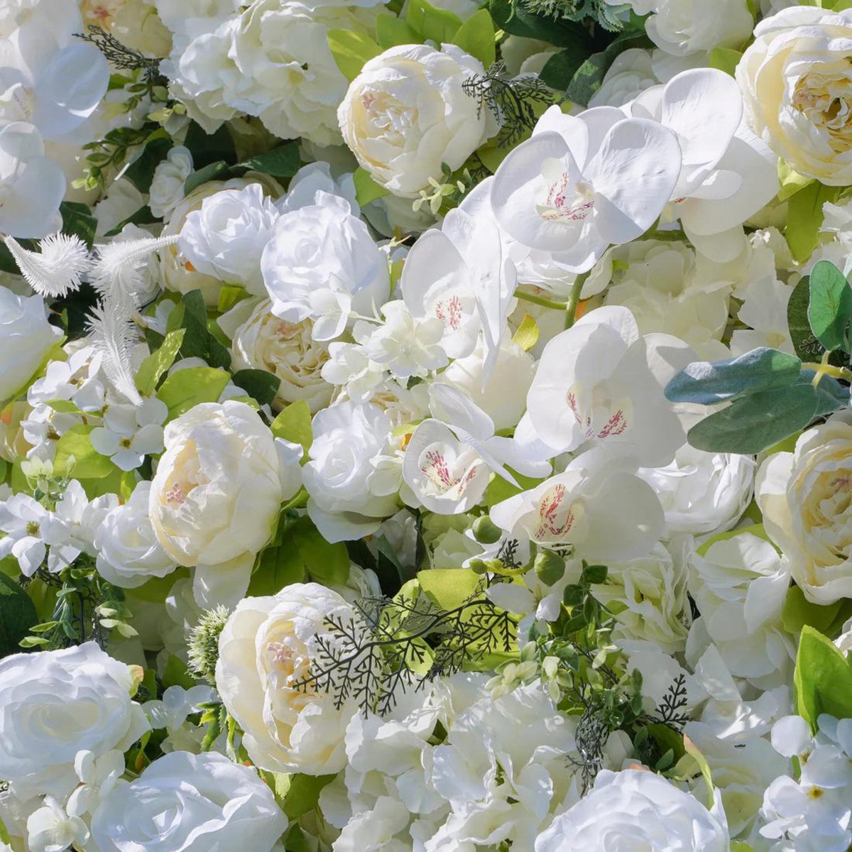Ships from Houston | 8*8Ft-5D White Rose Flower Wall , Fabric Flower Roller Curtain Backdrop, Wedding Party Photo Wall Decor