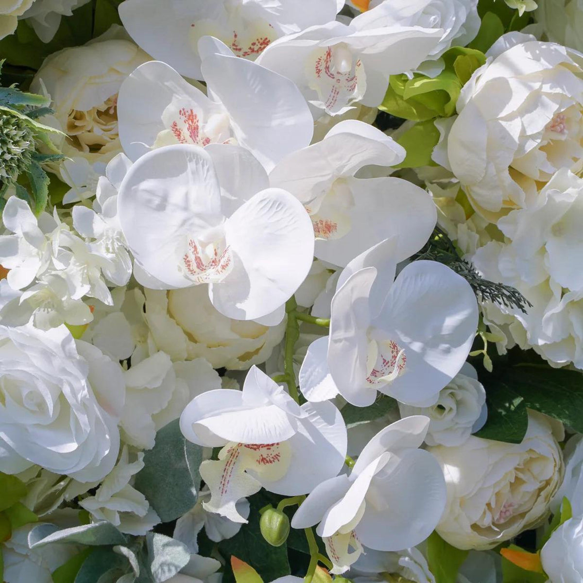 Ships from Houston | 8*8Ft-5D White Rose Flower Wall , Fabric Flower Roller Curtain Backdrop, Wedding Party Photo Wall Decor