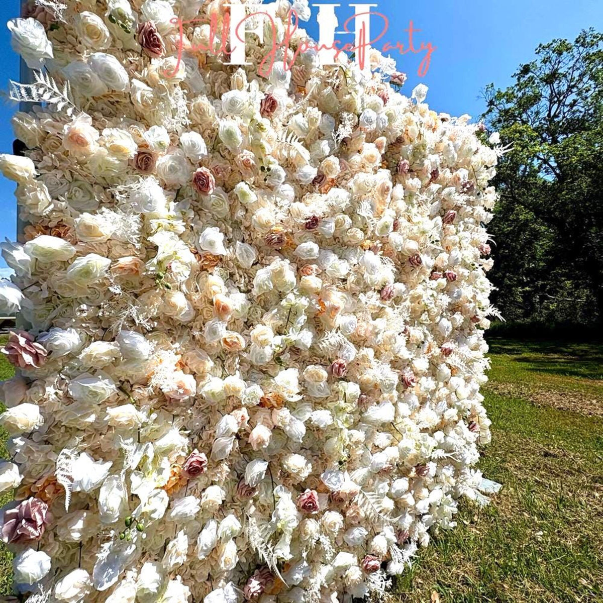 Ships from Houston| Blush Pink & White 5D Fabric Flower Wall Backdrop, Wedding Photo Background, Easy  Quick Assembly Decor