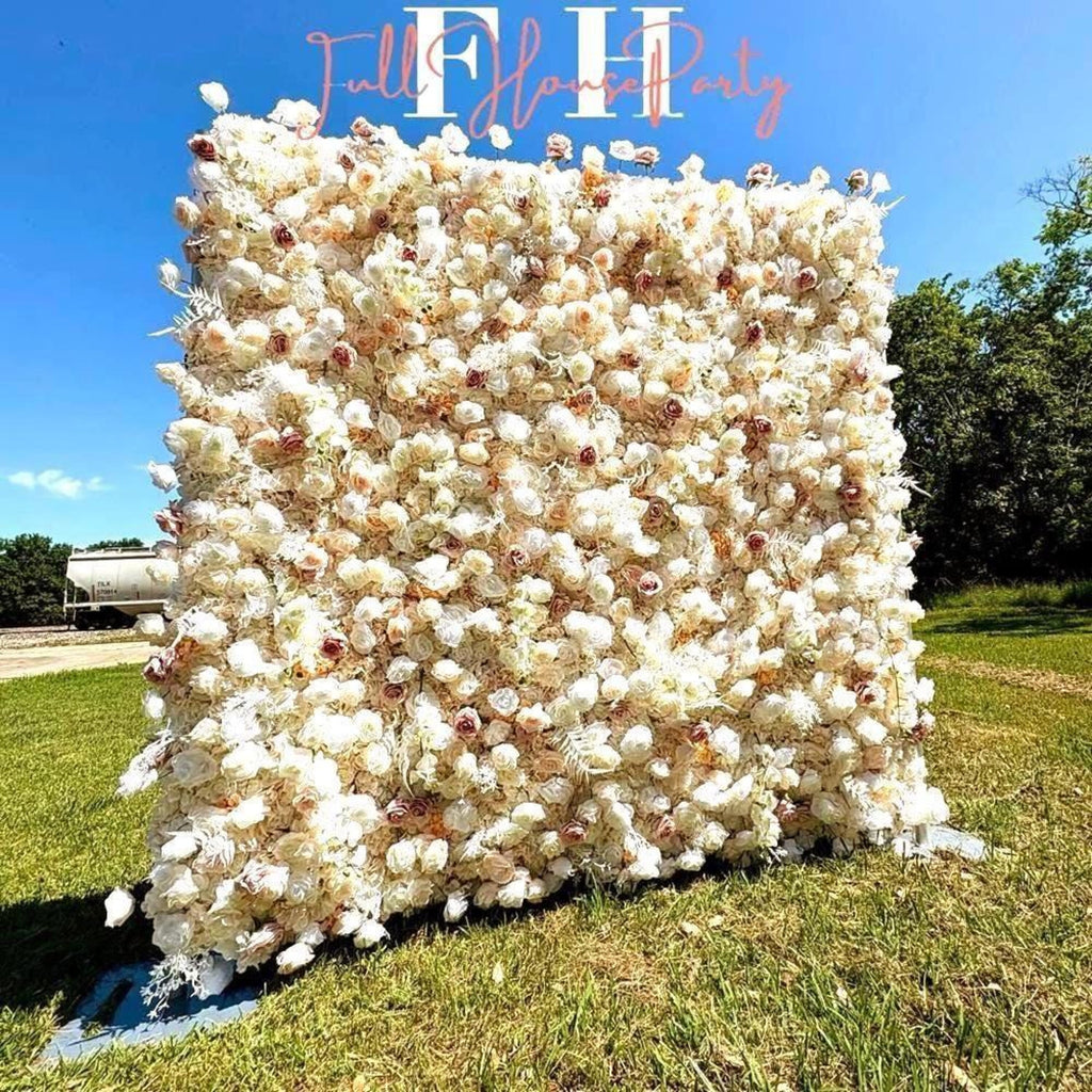 Ships from Houston| Blush Pink & White 5D Fabric Flower Wall Backdrop, Wedding Photo Background, Easy  Quick Assembly Decor