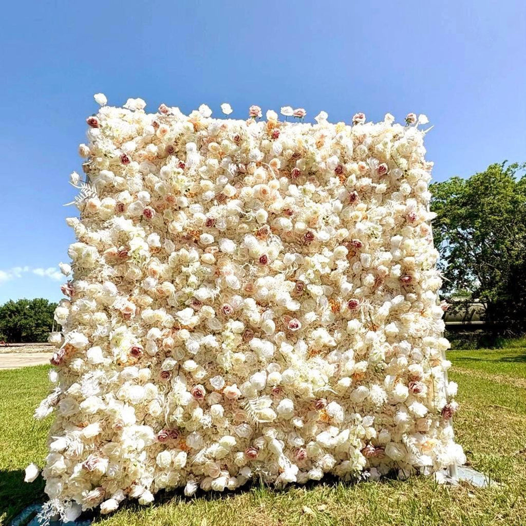 Ships from Houston| Blush Pink & White 5D Fabric Flower Wall Backdrop, Wedding Photo Background, Easy  Quick Assembly Decor