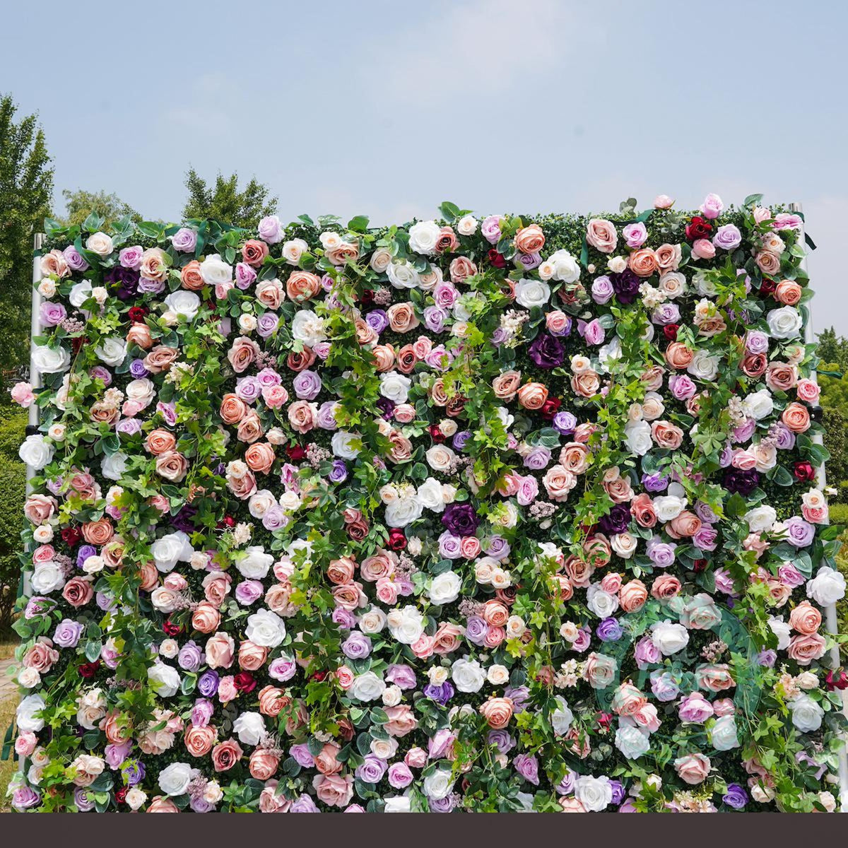 Luxury Garden Flower Wall Backdrop, Pink Purple White Rose & Greenery Wall, Wedding Ceremony Decor, Bridal Shower, Baby Shower Backdrop