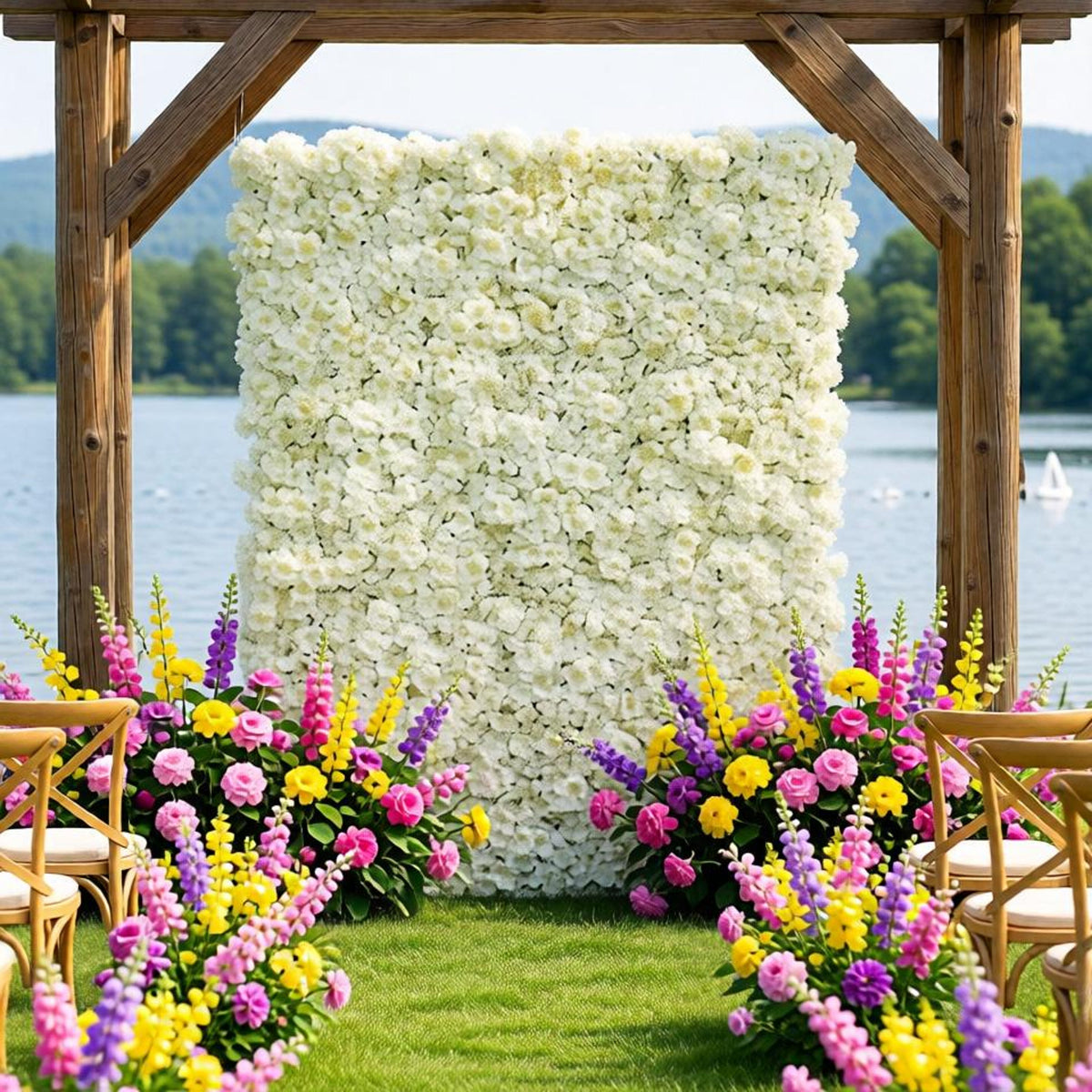 12pcs Hydrangea Flower Panels, 3.5x4.6ft Backdrop for Wedding, Party & Home Decor, Flower Wall