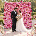 Ships from Houston | 5D Pink Rose Flower Wall 8x8ft, Roll-Up Fabric Backdrop, Artificial Floral Backdrop for Wedding Venue Photo Booth Decor