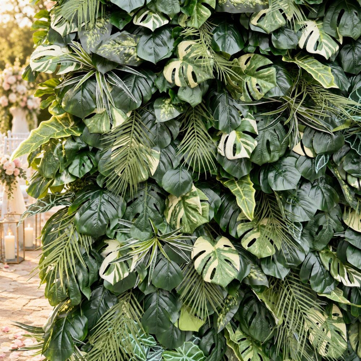 Ships from Houston-Lush Green Leaves  5D Flower Wall -   Roll-Up Curtain Style Fabric Flower Wall for Wedding Party Photo Backdrop.
