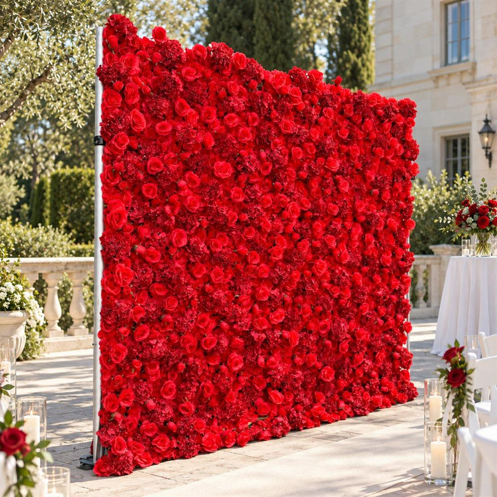 Ships from Houston | 3D Rose Flower Wall 8x8ft, Roll-Up Fabric Backdrop, Artificial Flower Backdrop for Wedding Reception Photo Booth Decor