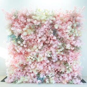 Flower Wall Backdrop [Coral Cloud Blossom Roll-Up Fabric Panel] for Ceremony & Photo Booth N8837