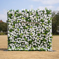 Liora: 3D White Rose & Greenery Roll-Up Curtain Artificial Floral Wall for Garden Wedding & Party Decor Free Shipping