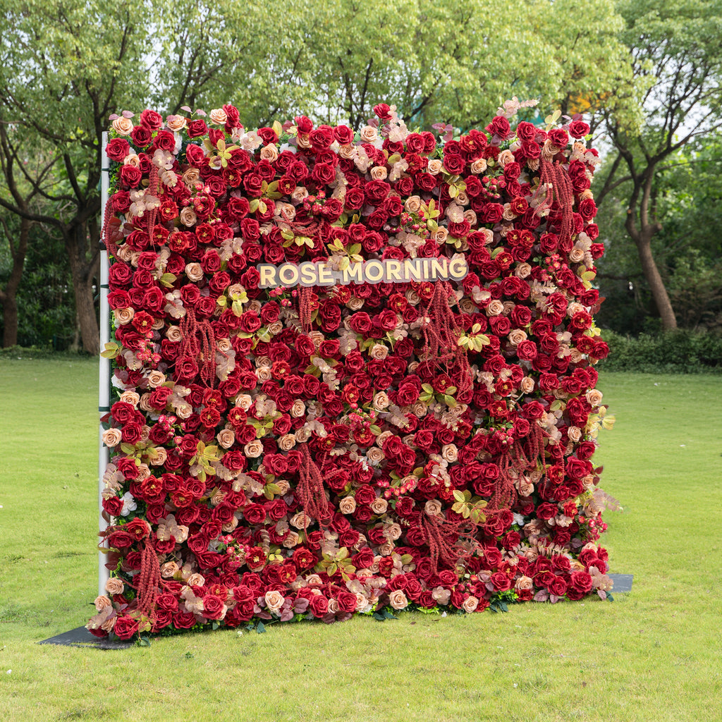Litchi - Autumn Fall 5D Fabric Zip Up Flower Wall 8ft x 8ft for Wedding Party Event Backdrop Free Shipping
