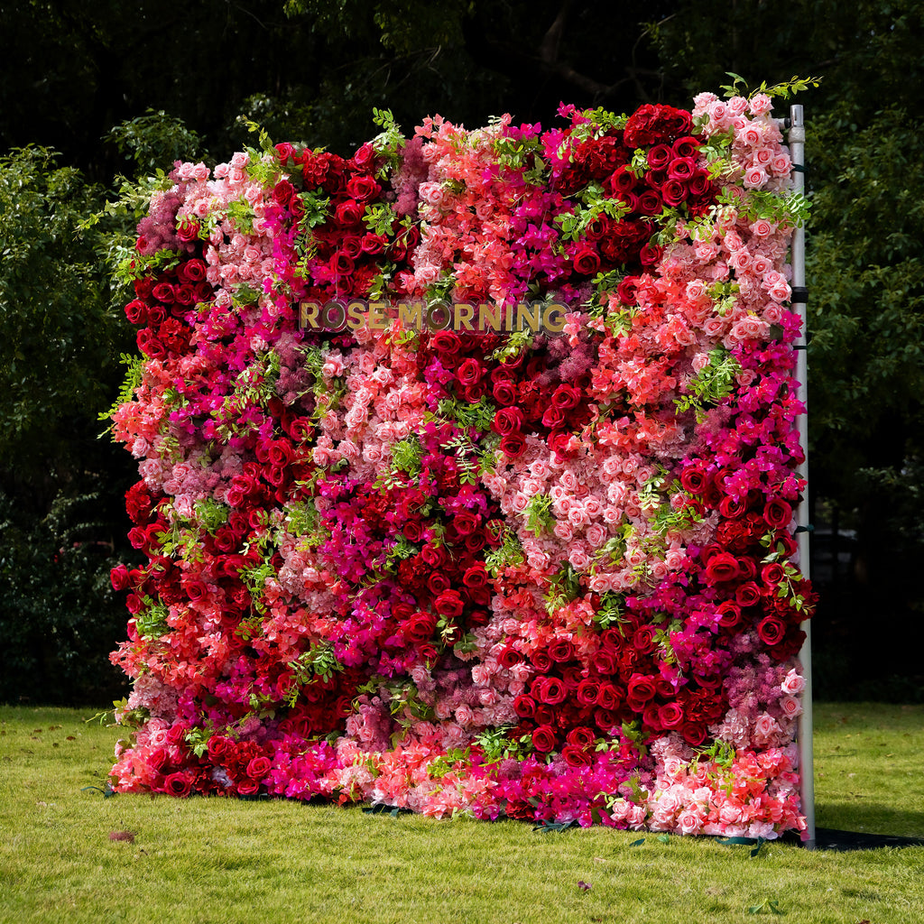 Lynda 5D Fabric Artificial rolling up curtain flower wall Rose Morning