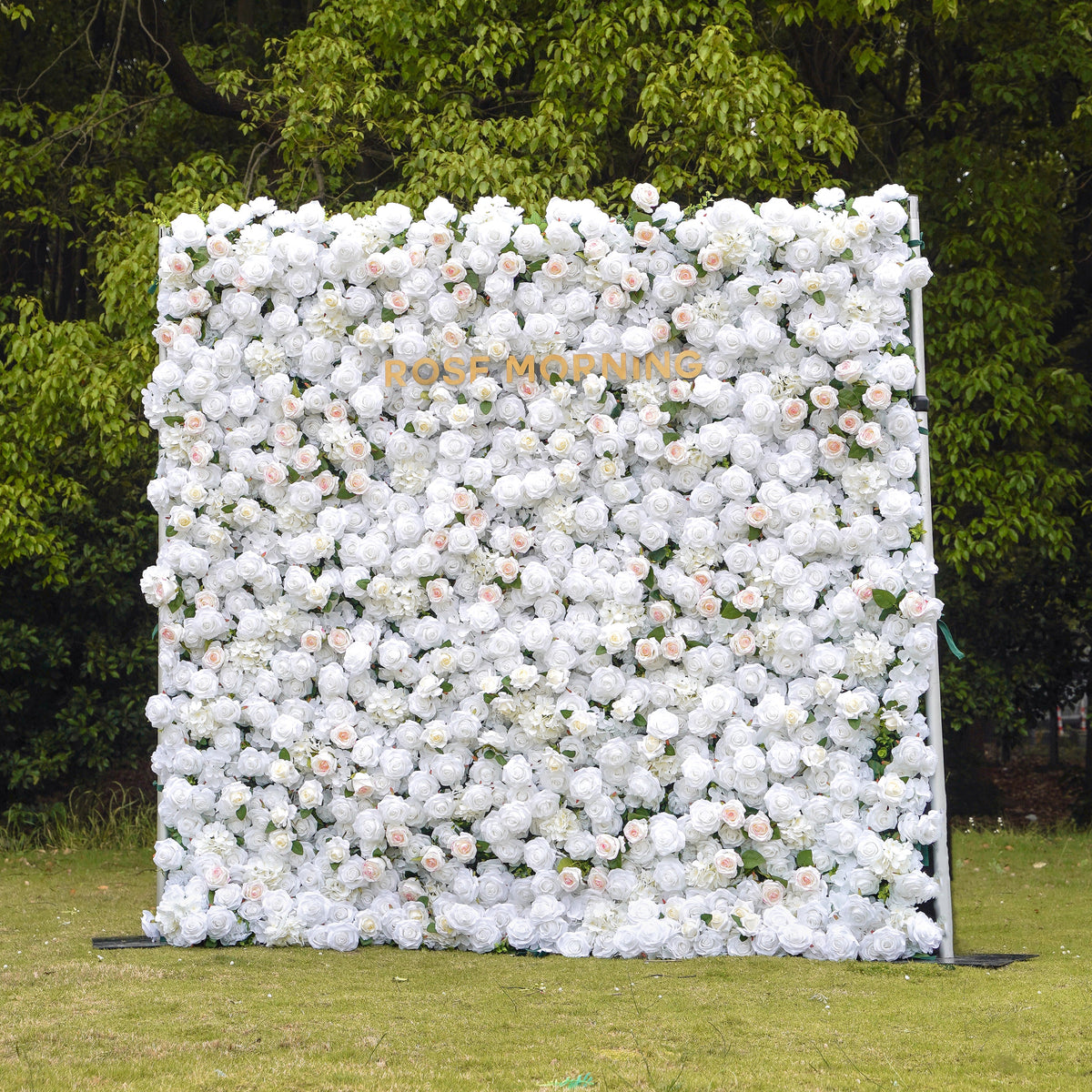 Majo：5D Fabric Artificial rolling up curtain flower wall Rose Morning