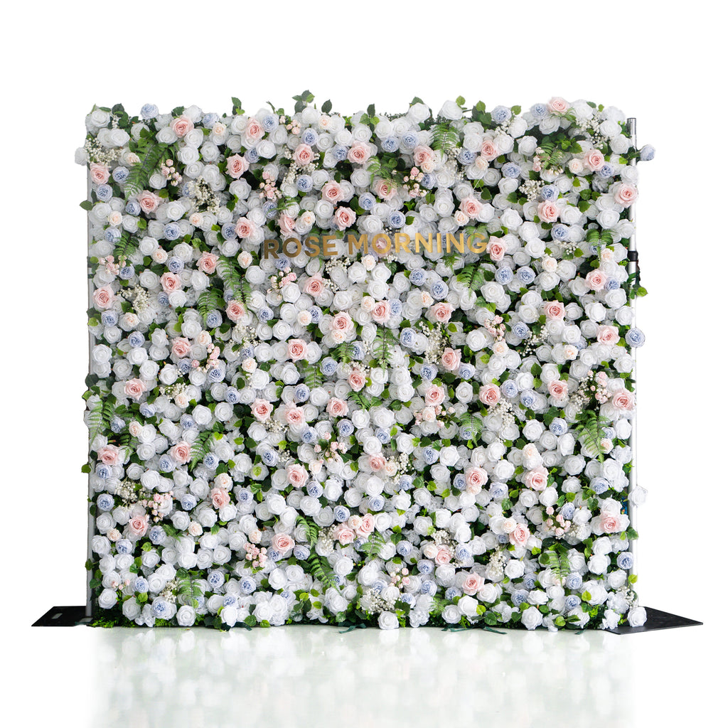 Melinda：5D Fabric Artificial rolling up curtain flower wall Free Shipping