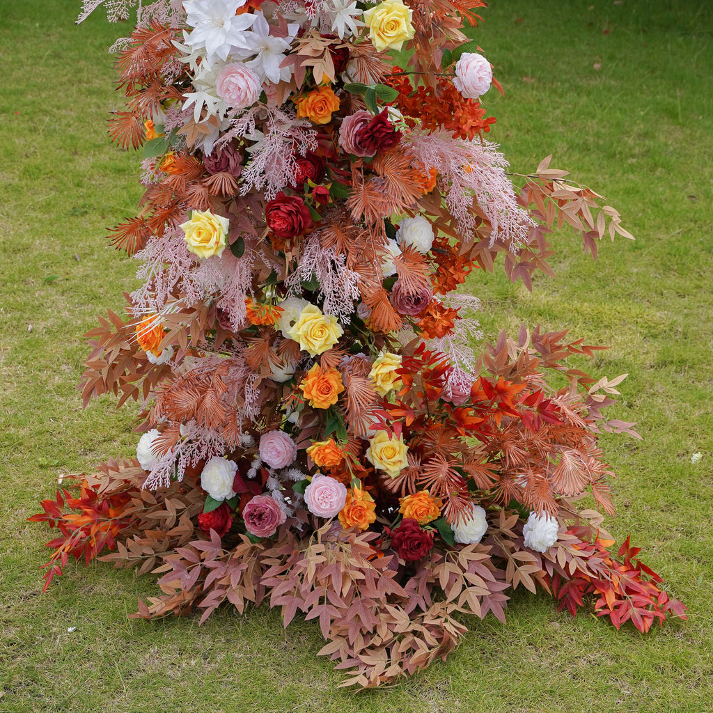 Orange:2023 New Wedding Party Background Floral Arch Decoration Including Frame -R913 Rose Morning
