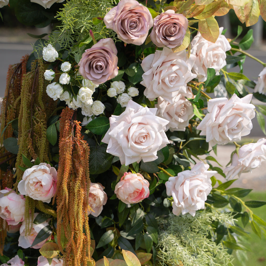 Zucca - Pumpkin Orange Autumn Floral Arch with Frame for Fall Wedding Party Backdrop
